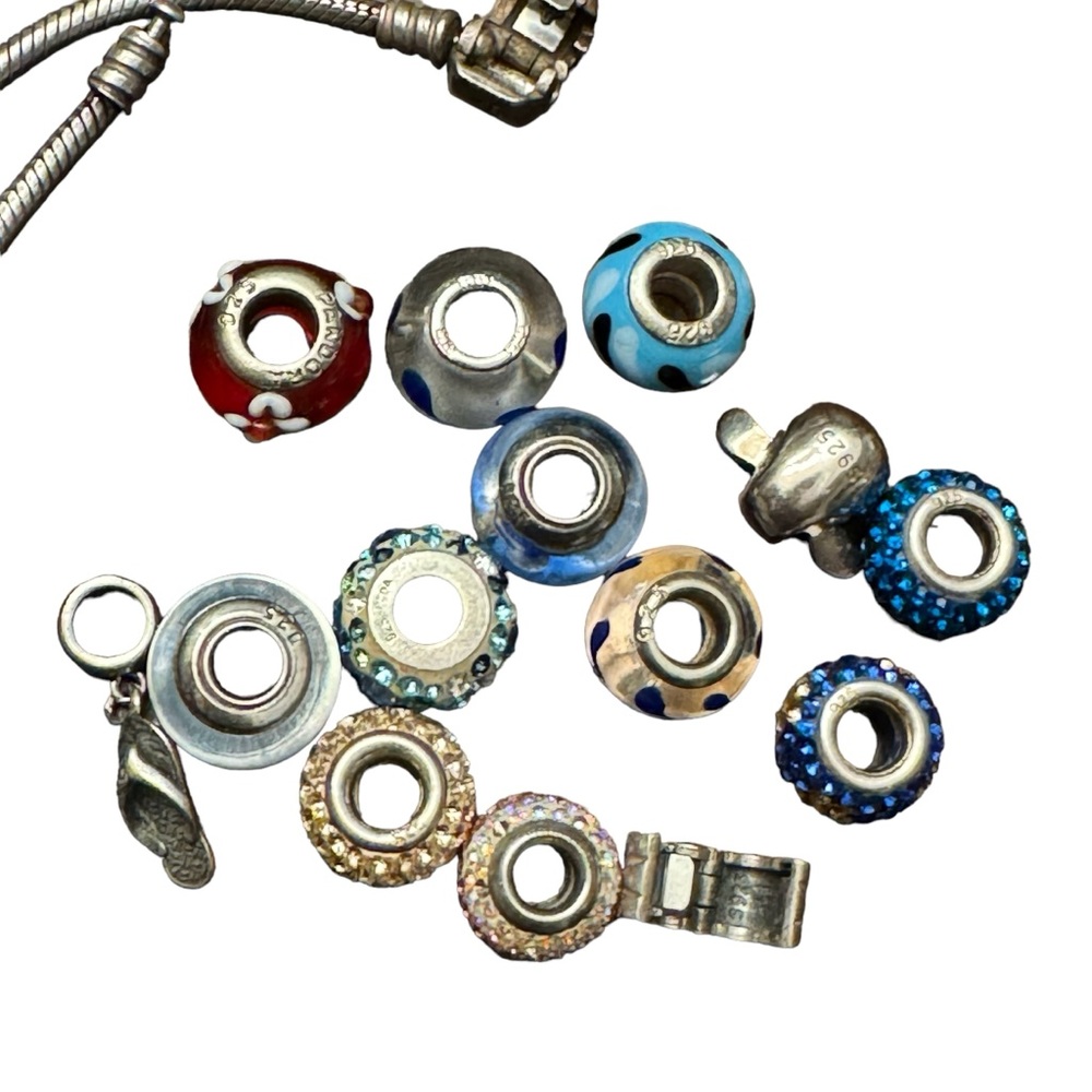 Pandora 925 ALE Sterling Silver Barrel Clasp Snake Chain  Charm Bracelet - Picture 6 of 13